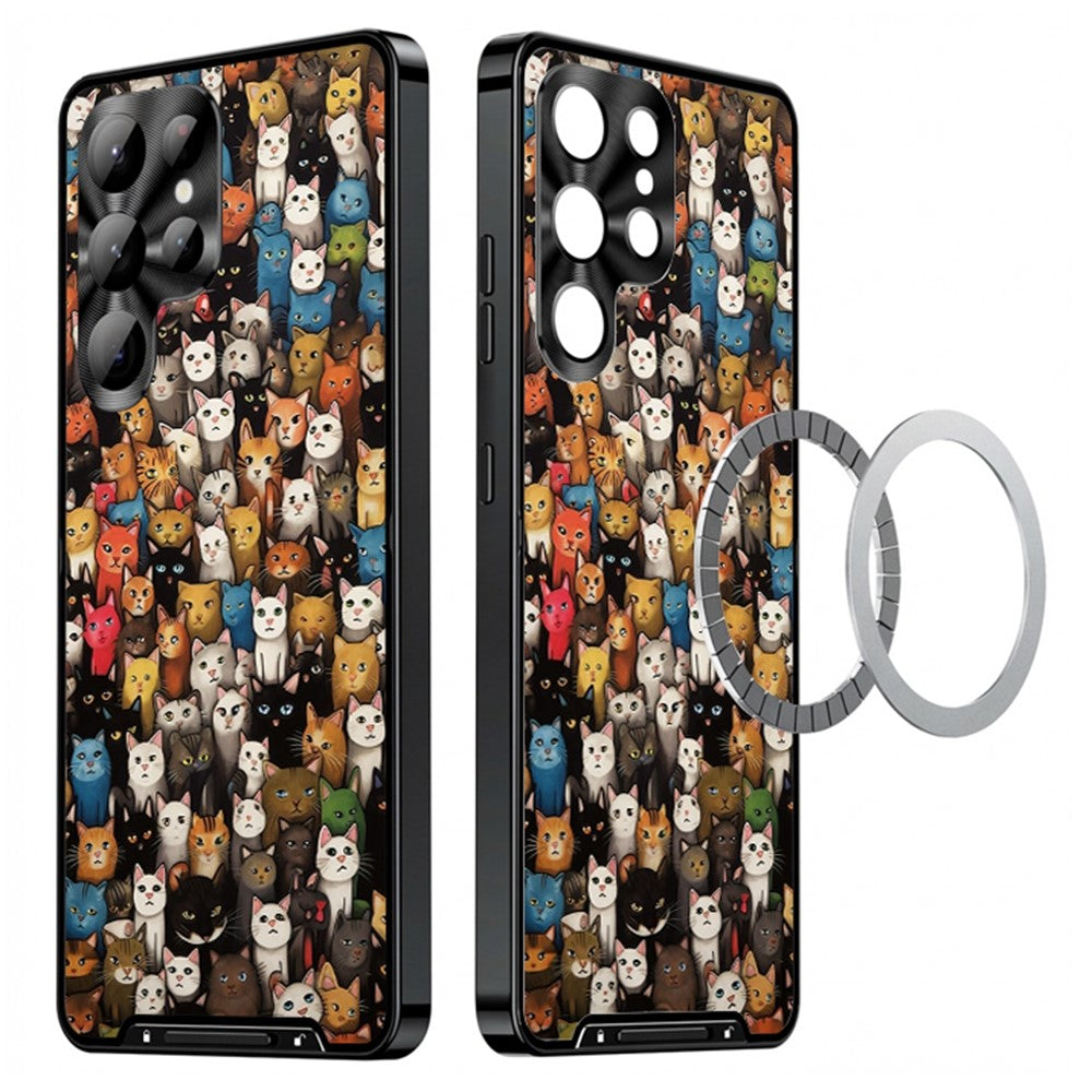 For Samsung Galaxy S25 Ultra Magnetic Case Rooster Pattern PC TPU Phone Cover with Lens Film