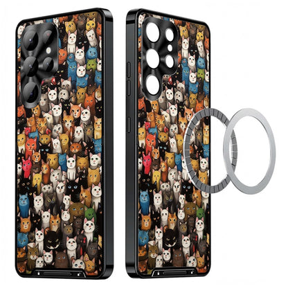 For Samsung Galaxy S25 Ultra Magnetic Case Rooster Pattern PC TPU Phone Cover with Lens Film