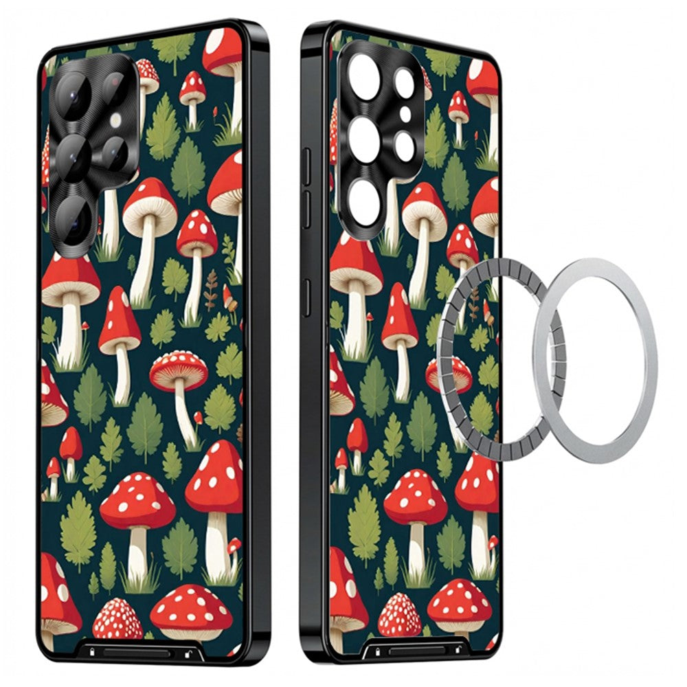 For Samsung Galaxy S25 Ultra Magnetic Case Mushroom Forest Pattern PC TPU Phone Cover with Lens Film