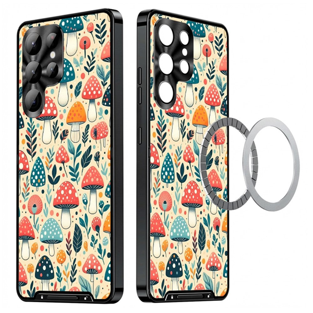 For Samsung Galaxy S25 Ultra Magnetic Case Mushroom Forest Pattern PC TPU Phone Cover with Lens Film