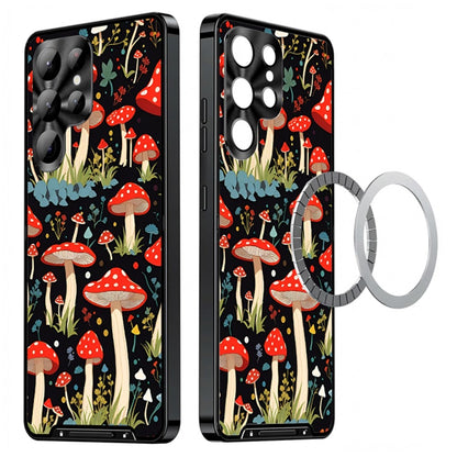 For Samsung Galaxy S25 Ultra Magnetic Case Mushroom Forest Pattern PC TPU Phone Cover with Lens Film