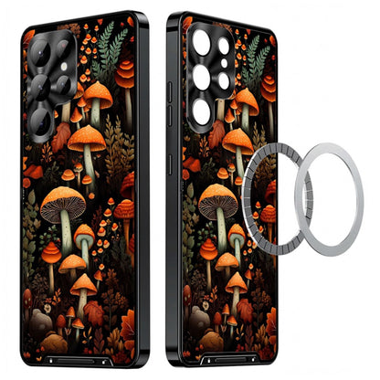 For Samsung Galaxy S25 Ultra Magnetic Case Mushroom Forest Pattern PC TPU Phone Cover with Lens Film