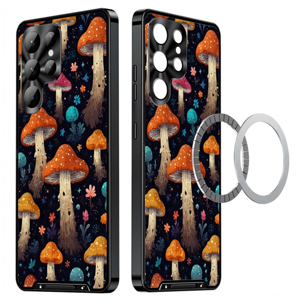 For Samsung Galaxy S25 Ultra Magnetic Case Mushroom Forest Pattern PC TPU Phone Cover with Lens Film