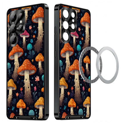 For Samsung Galaxy S25 Ultra Magnetic Case Mushroom Forest Pattern PC TPU Phone Cover with Lens Film