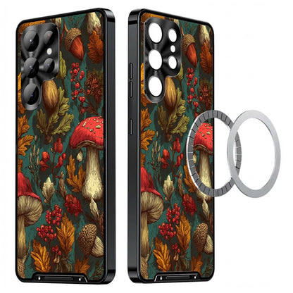 For Samsung Galaxy S25 Ultra Magnetic Case Mushroom Forest Pattern PC TPU Phone Cover with Lens Film