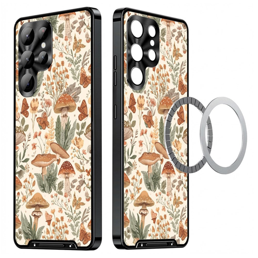 For Samsung Galaxy S25 Ultra Magnetic Case Mushroom Forest Pattern PC TPU Phone Cover with Lens Film