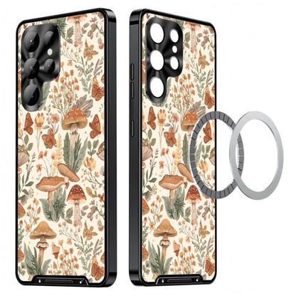 For Samsung Galaxy S25 Ultra Magnetic Case Mushroom Forest Pattern PC TPU Phone Cover with Lens Film