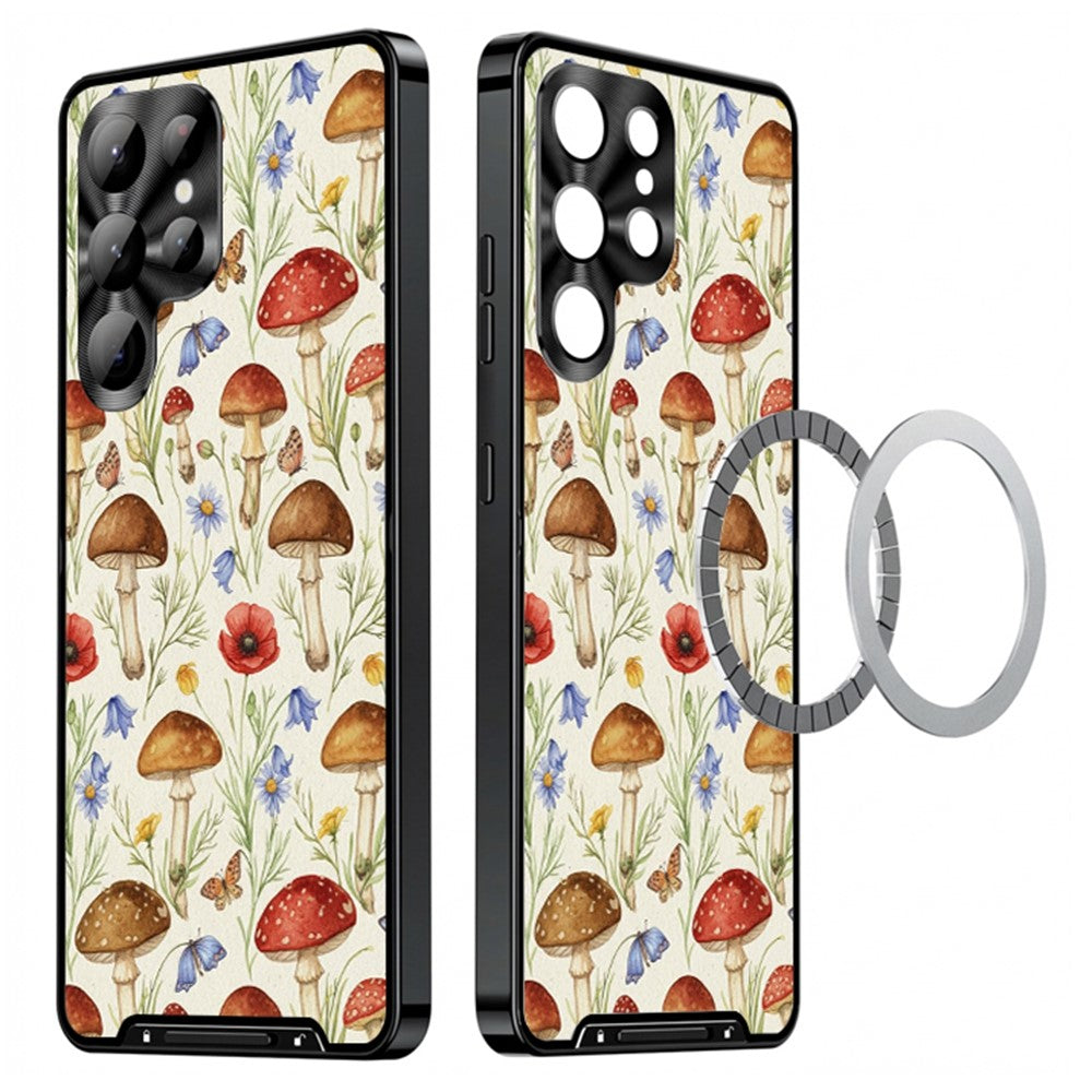 For Samsung Galaxy S25 Ultra Magnetic Case Mushroom Forest Pattern PC TPU Phone Cover with Lens Film