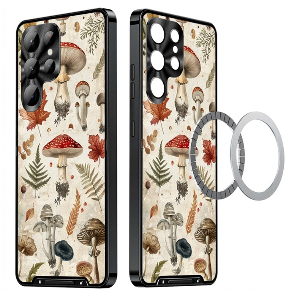 For Samsung Galaxy S25 Ultra Magnetic Case Mushroom Forest Pattern PC TPU Phone Cover with Lens Film