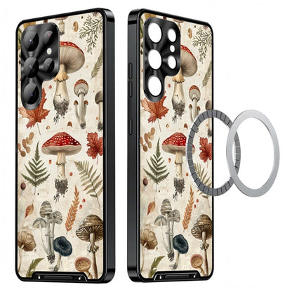 For Samsung Galaxy S25 Ultra Magnetic Case Mushroom Forest Pattern PC TPU Phone Cover with Lens Film