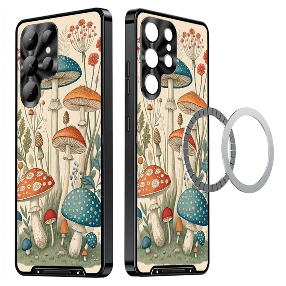 For Samsung Galaxy S25 Ultra Magnetic Case Mushroom Forest Pattern PC TPU Phone Cover with Lens Film