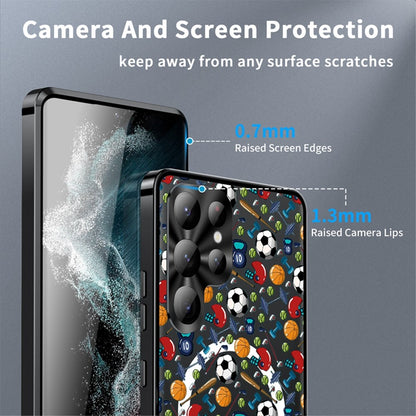 For Samsung Galaxy S25 Ultra Magnetic Case Football Pattern PC+TPU Shockproof Phone Cover with Lens Film