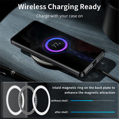 For Samsung Galaxy S25 Ultra Magnetic Case Football Pattern PC+TPU Mobile Phone Cover with Lens Film