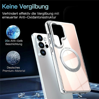 For Samsung Galaxy S25 Ultra Magnetic Case Fluorescent Design TPU Acrylic Phone Back Cover with 360° Rotating Kickstand