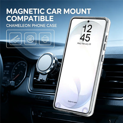 For Samsung Galaxy S25 Ultra Magnetic Case Fluorescent Design TPU Acrylic Phone Back Cover with 360° Rotating Kickstand