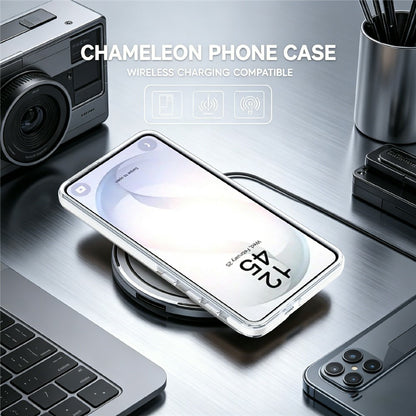 For Samsung Galaxy S26+ Magnetic Case Fluorescent Design TPU Acrylic Phone Back Cover with 360° Rotating Kickstand