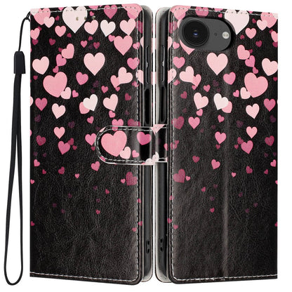 Wallet Case For iPhone 17e  /  16e Pattern Printing PU Leather Stand Flip Phone Cover with Wrist Strap