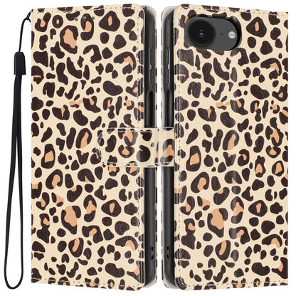 Wallet Case For iPhone 17e  /  16e Pattern Printing PU Leather Stand Flip Phone Cover with Wrist Strap