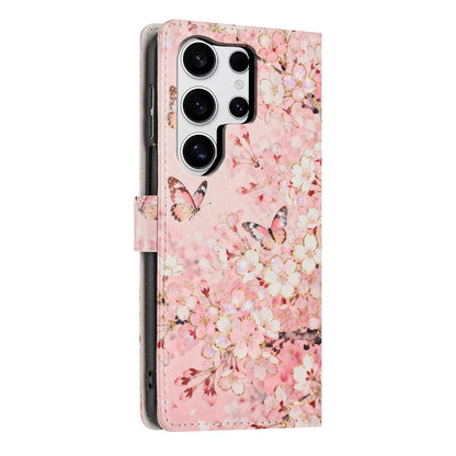 For Samsung Galaxy S25 Ultra Wallet Case Pattern Printing PU Leather Stand Flip Phone Cover with Wrist Strap