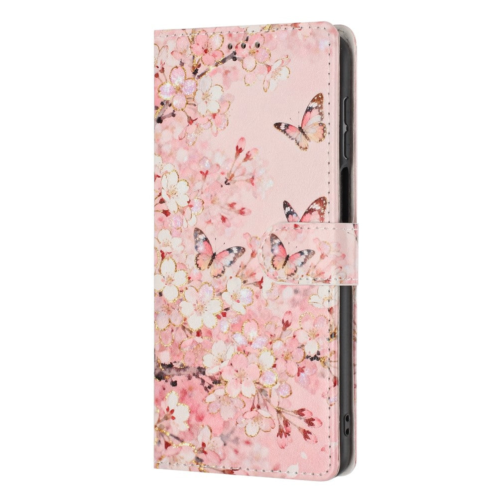 For Samsung Galaxy S25 Ultra Wallet Case Pattern Printing PU Leather Stand Flip Phone Cover with Wrist Strap