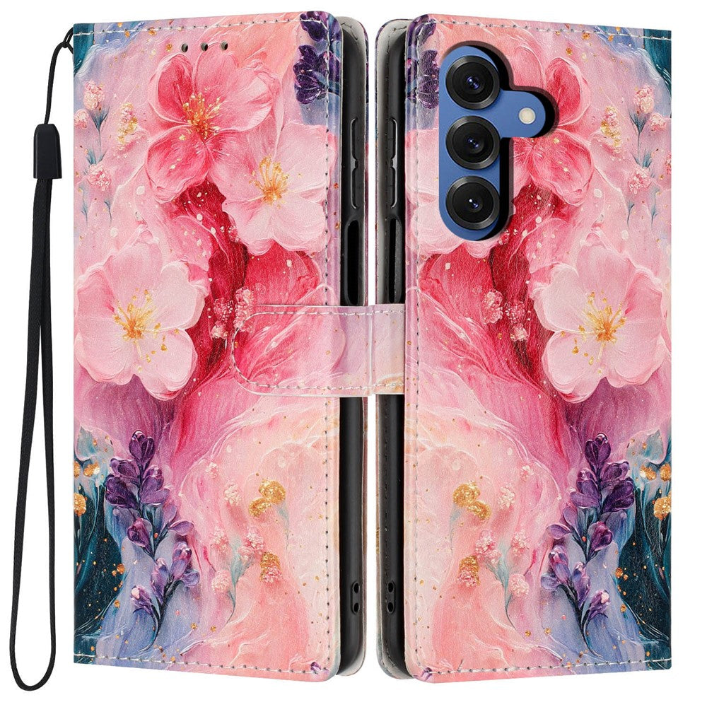 For Samsung Galaxy S26+ Wallet Case Pattern Printing PU Leather Stand Flip Phone Cover with Wrist Strap