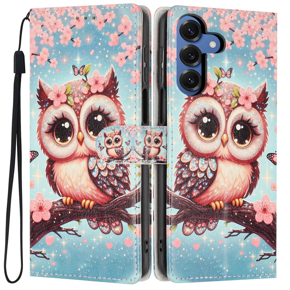 For Samsung Galaxy S26+ Wallet Case Pattern Printing PU Leather Stand Flip Phone Cover with Wrist Strap