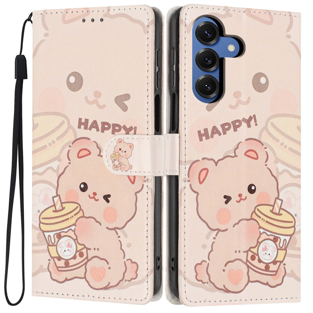 For Samsung Galaxy S26+ Wallet Case Pattern Printing PU Leather Stand Flip Phone Cover with Wrist Strap