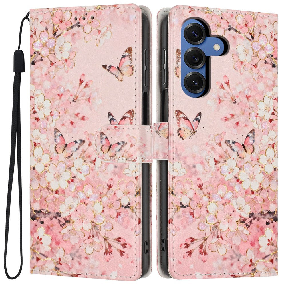 For Samsung Galaxy S26+ Wallet Case Pattern Printing PU Leather Stand Flip Phone Cover with Wrist Strap