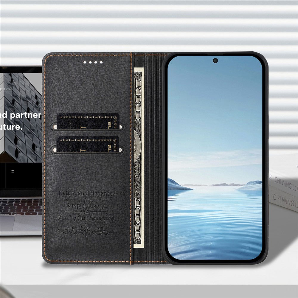 For iPhone 17e / 16e Leather Wallet Case Magnetic Closure RFID Blocking Phone Cover