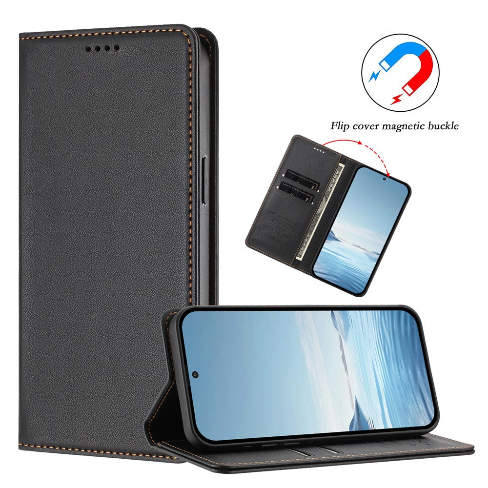 For iPhone 17e / 16e Leather Wallet Case Magnetic Closure RFID Blocking Phone Cover