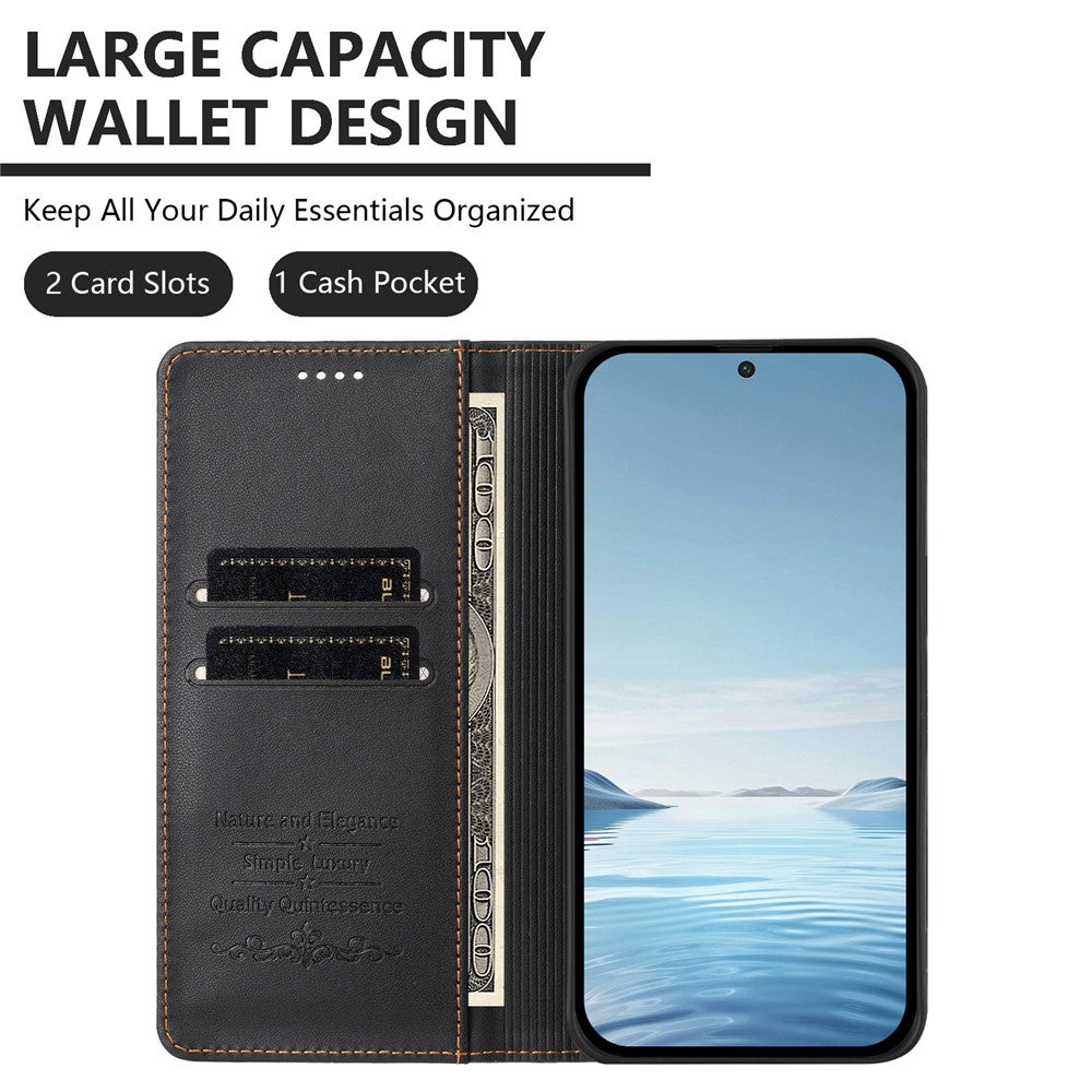 For iPhone 17e / 16e Leather Wallet Case Magnetic Closure RFID Blocking Phone Cover
