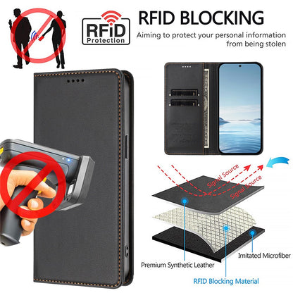 For iPhone 17e / 16e Leather Wallet Case Magnetic Closure RFID Blocking Phone Cover