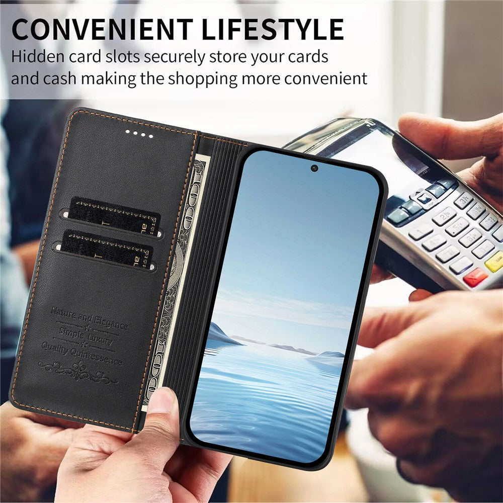 For iPhone 17e / 16e Leather Wallet Case Magnetic Closure RFID Blocking Phone Cover