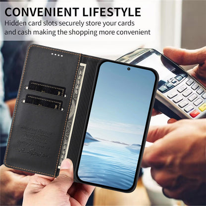 For iPhone 17e / 16e Leather Wallet Case Magnetic Closure RFID Blocking Phone Cover