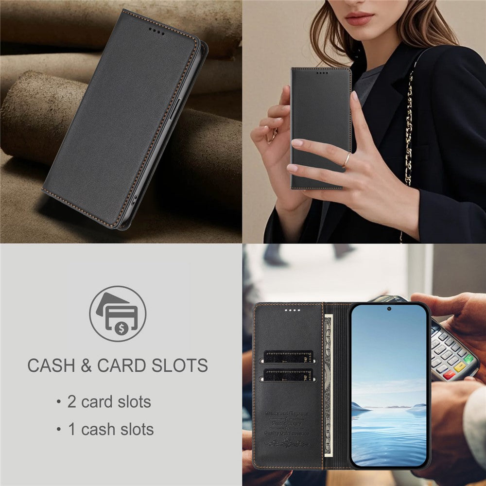For iPhone 17e / 16e Leather Wallet Case Magnetic Closure RFID Blocking Phone Cover