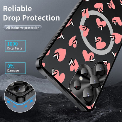 For Samsung Galaxy S25 Ultra Magnetic Case Heart Pattern PC + TPU Shockproof Phone Cover with Lens Film