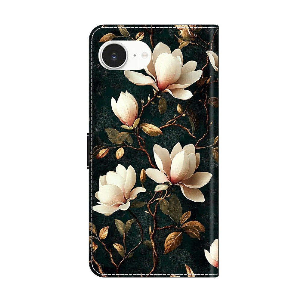For iPhone 17e / 16e Wallet Stand Case Pattern Printing Leather Phone Cover