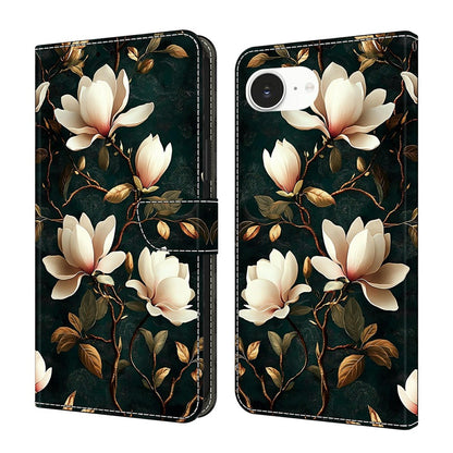 For iPhone 17e / 16e Wallet Stand Case Pattern Printing Leather Phone Cover