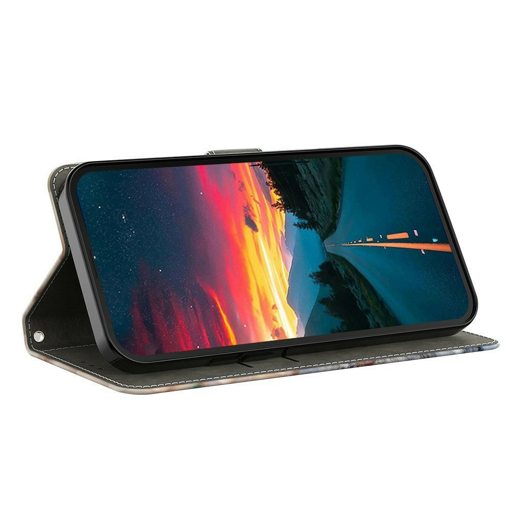 For iPhone 17e / 16e Wallet Stand Case Pattern Printing Leather Phone Cover
