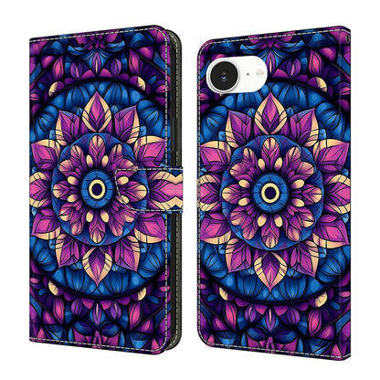 For iPhone 17e / 16e Wallet Stand Case Pattern Printing Leather Phone Cover