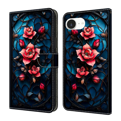 For iPhone 17e / 16e Wallet Stand Case Pattern Printing Leather Phone Cover
