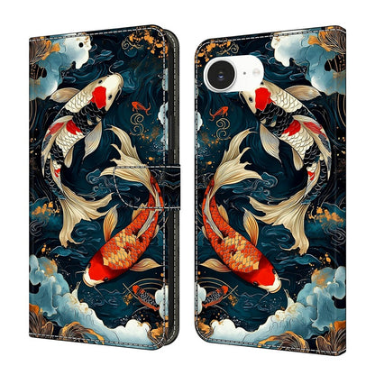 For iPhone 17e / 16e Wallet Stand Case Pattern Printing Leather Phone Cover