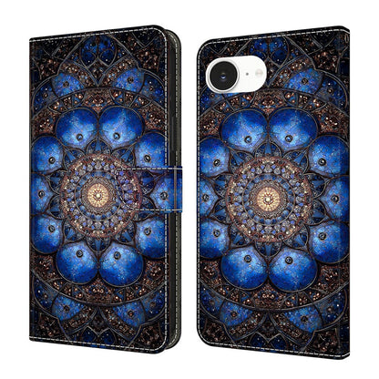 For iPhone 17e / 16e Wallet Stand Case Pattern Printing Leather Phone Cover