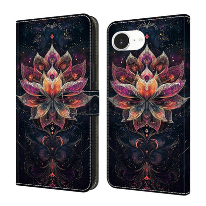 For iPhone 17e / 16e Wallet Stand Case Pattern Printing Leather Phone Cover