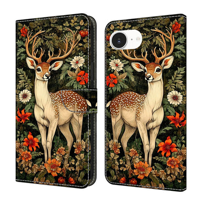 For iPhone 17e / 16e Wallet Stand Case Pattern Printing Leather Phone Cover