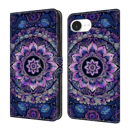 For iPhone 17e / 16e Wallet Stand Case Pattern Printing Leather Phone Cover