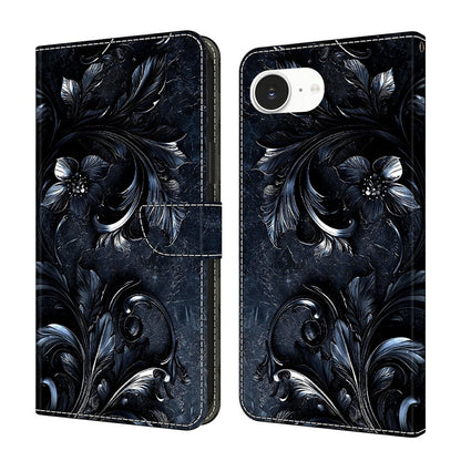 For iPhone 17e / 16e Wallet Stand Case Pattern Printing Leather Phone Cover