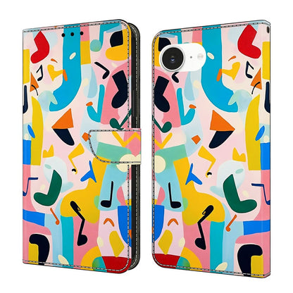 For iPhone 17e / 16e Wallet Stand Case Pattern Printing Leather Phone Cover