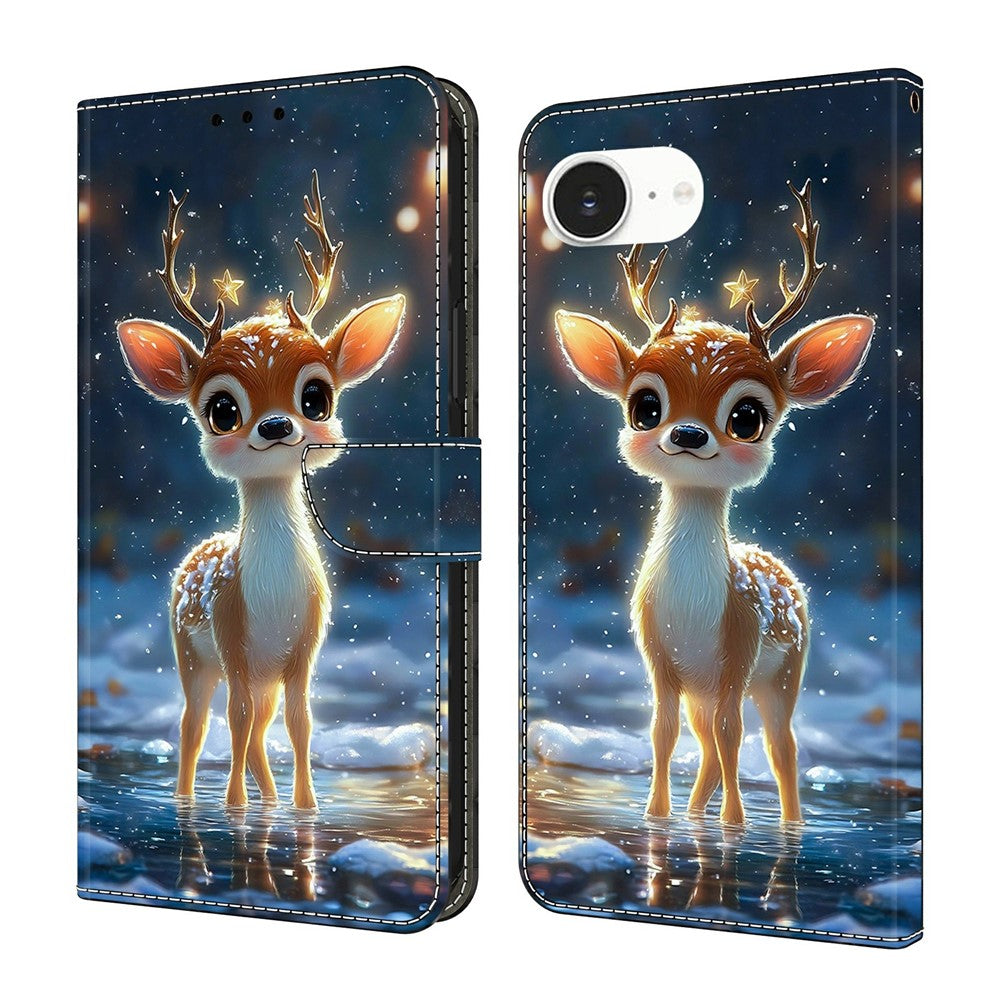 For iPhone 17e / 16e Wallet Stand Case Pattern Printing Leather Phone Cover