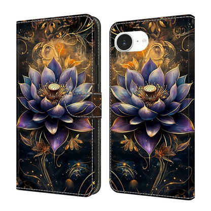 For iPhone 17e / 16e Wallet Stand Case Pattern Printing Leather Phone Cover